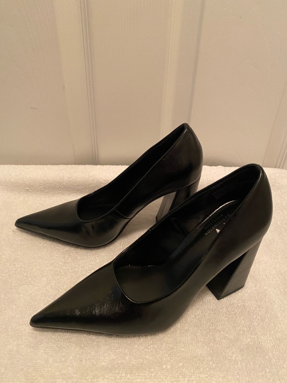Worthington Black Pointed Toe Block Heel Pumps - Glossy Finish…size 5 M - Picture 4 of 10